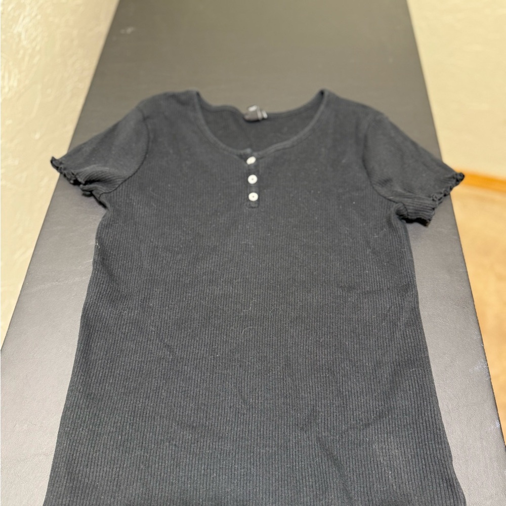 Art Class Black Short Sleeve Henley Top Girls XXL